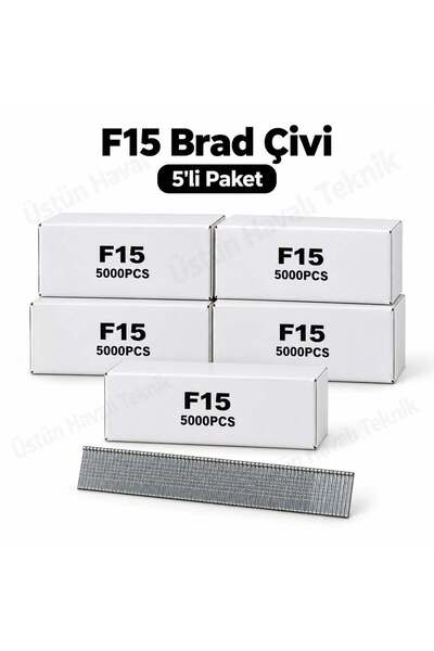 5' Li Paket - F Tipi Tabanca Çivisi F15 / 5.000 Adet - F/J/8/E/TIPIN/TYPE47 Serisi Kesik Başlı Çivi
