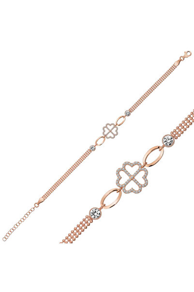 BlackCraft Silver Rose Heart Clover Bracelet