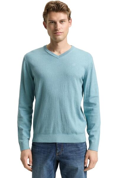 Tom Tailor Men's 1012820 Basic jumper with V-neck (pack of 1)