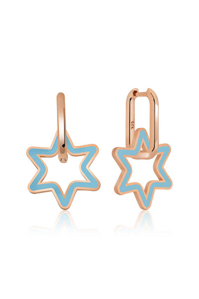 BlackCraft Silver Phosphorescent Blue Star Earrings