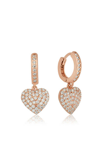 BlackCraft ​ Silver Heart Detailed Mengeçli Earrings