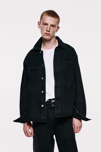 Pull & Bear Jakarlı kumaş denim ince ceket