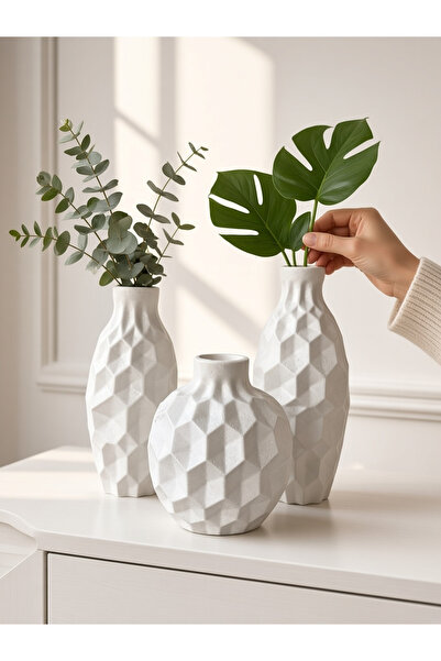 LALEZEN HOME 3lü kristal vazo set büyük boy