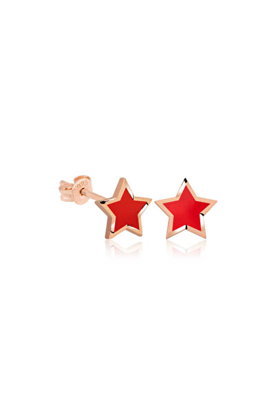 BlackCraft Silver Phosphorescent Red Star Earrings