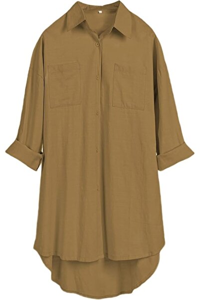 GENERAL Bianstore Women's Oversized Linen Shirts Blouses Tops Long Sleeve Hig...