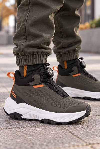 Vicco Boy's Khaki Black High-Top Sports Shoes Thick-Soled Winter Casual Sneakers