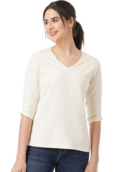 GENERAL FYLTR Women's Solid Regular Fit Blouse (FYLSS23WKT-004_Ecru Beauty L)