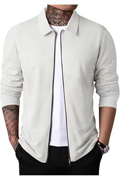 GENERAL PICKLION Men Casual Cardigan Sweaters Laydown Collar Zipper Closure S...