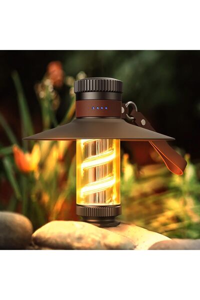 Generic فانوس تخييم LED، مصباح تخييم قابل لإعادة الشحن بتصميم عتيق ودافئ، مصب...