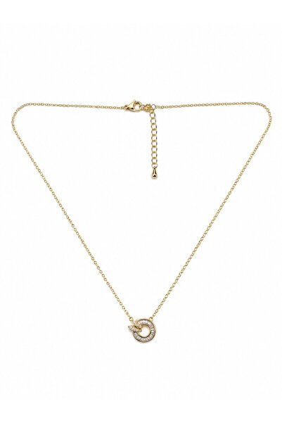 sacha Circle Shaped Baguette Stone Gold Necklace