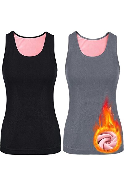 Sintege 2 Pcs Thermal Tank Top Womens Fleece Lined Underwear Tops Undershirt ...