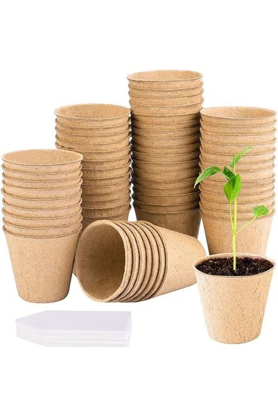JOYZZZ Peat Pots Seed Starter, 50pcs Biodegradable Seedling Peat Pots, Eco fr...