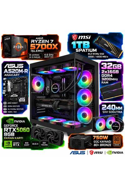 Apphirex AİM X75 Ryzen 7 5700X | 32 GB RAM | RTX5060 8GB | 1TB M.2 SSD | Sıvı...