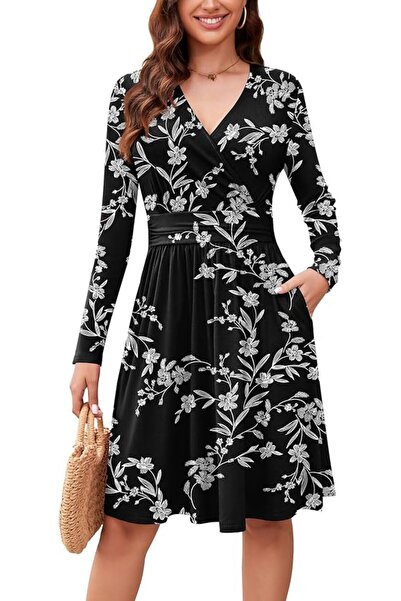 GENERAL WEACZZY Women's Summer Short Sleeve Casual Dresses V-Neck Floral Part...