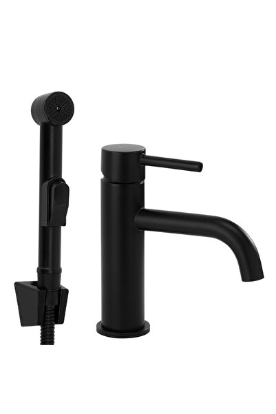 Rea Robinet Pentru Lavoar Cu Duș Igienic Lungo Negru 12X4X17Cm