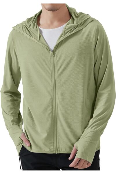 GENERAL Locachy Men's UPF 50+ Sun Protection Outdoor Lightweight Full Zip Hoo...