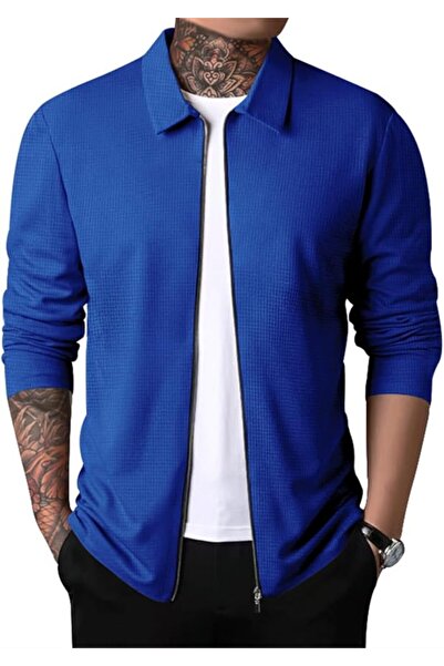 GENERAL PICKLION Men Casual Cardigan Sweaters Laydown Collar Zipper Closure S...