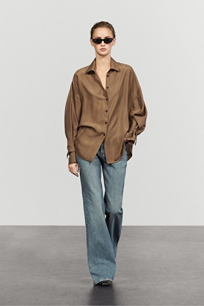 Massimo Dutti %100 ipek dökümlü gömlek