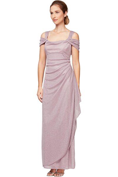 Alex Evenings Women's Long Cold Shoulder Dress (Petite and Regular Sizes)