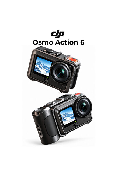 DJI Osmo Action 6 Metal Cage Quick Release Handle 3x 1/4" Deklanşör Cold Shoe Kamera Aparatı DJ6