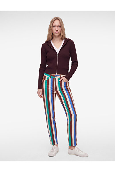 Koton Viskon Slim Fit Uzun Kollu Fermuarlı Kapüşonlu Triko Kazak