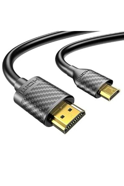 SWIUKPHE كابل مايكرو HDMI إلى HDMI بدقة 4K وتردد 60 هرتز، طول 6.6 قدم، سلك نق...