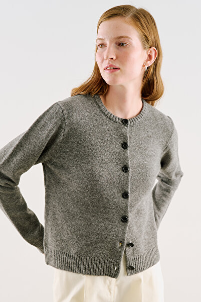 Manuka Crochet Tricot Cardigan Anthracite
