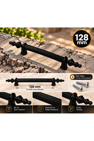 PAZARACTİVE Mat Siyah Mobilya Çekmece Dolap Kulpu 1. Sınıf Metal Mat Siyah Ku...