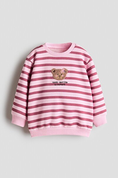 H&M Pelüş Aplikeli Sweatshirt