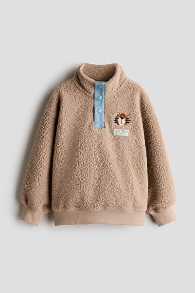 H&M Yakalı Pelüş Sweatshirt