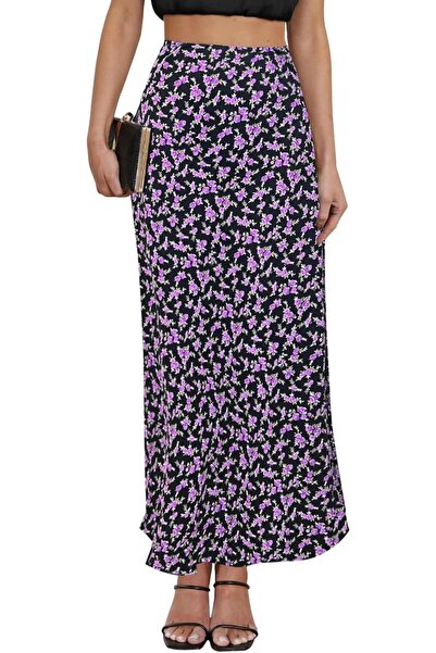 GENERAL تنورة ماكسي ساتان عالية الخصر من فيفيد موزاييك 2026، تنانير حريرية طو...