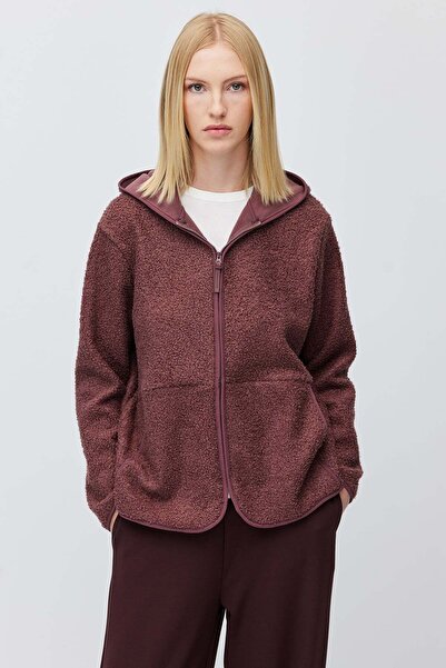 PAULMARK Kadın Kapüşonlu Peluş Polar Sweatshirt