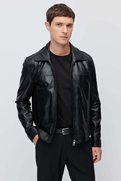 PAULMARK Men's Regular Leather Coat