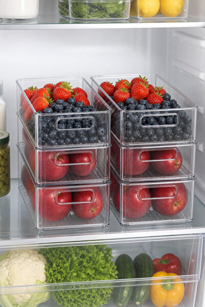 DeaL Set de 4 organizatoare de frigider Macvi, 26×15 cm, Transparente