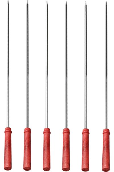 Generic مجموعة أسياخ شواء مربعة - RF11680، عبوة من ستة أسياخ بمقابض خشبية، مث...