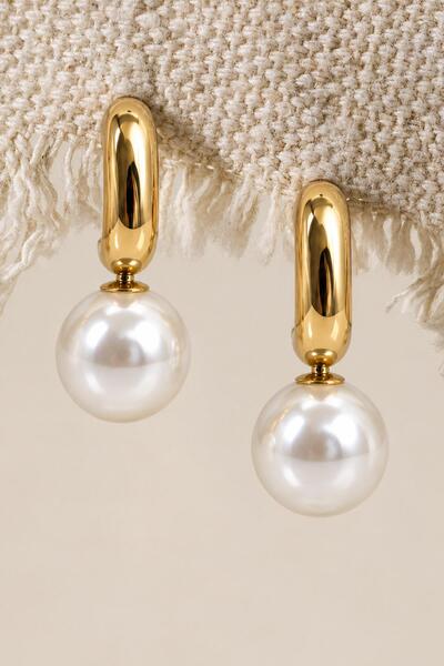 New Obsessions Pearl Dangle Thick Hoop Earrings