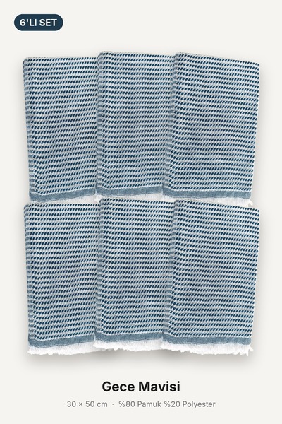 6'lı Mutfak Havlusu Kurulama Bezi Seti 30x50 cm Pamuklu Saçaklı Çok Amaçlı El ve Bulaşık Bezi