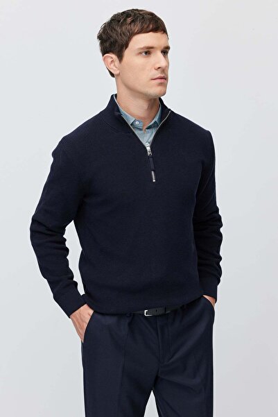 PAULMARK Men's Ribbed Zippered Knit Sweater