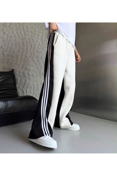 ZENİSO BUTİK Double Color Elastic-Free Loose Leg Baggy Sweatpants
