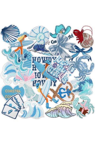 Generic 24pcs Summer Sea Iron/Sew on Patches, Ocean Beach Wave Embroidered Ap...