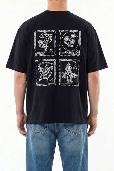 Respire Tricou Oversize Bărbați, Din Bumbac, Cu Imprimeu Grafic Pe Spate