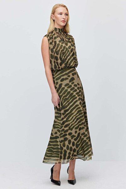 PAULMARK Women's Patterned Chiffon Maxi Skirt