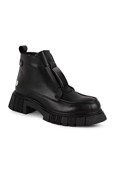 Mammamia Women's Boots 26K-8220 Black Genuine Leather Metal Accessories on th...