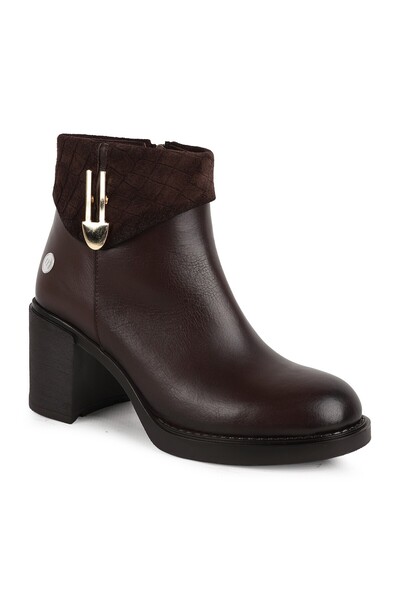 Mammamia Women's Boots 26K-8485 Brown Genuine Leather Suede Decorated with Go...