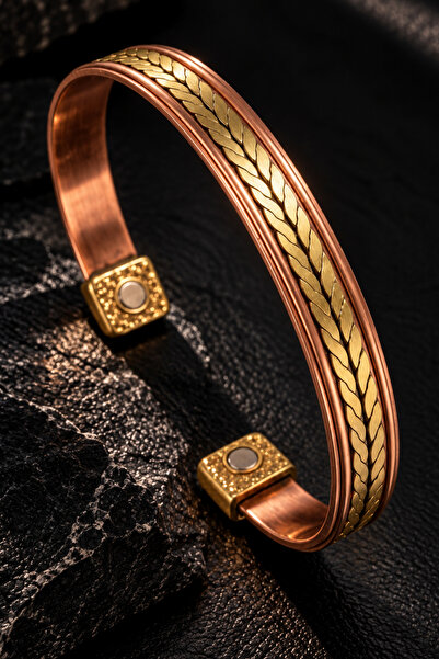 OSMANLI GÜMÜŞ Men's Women's Copper Bracelet Double Color Spike Weave Model Ad...