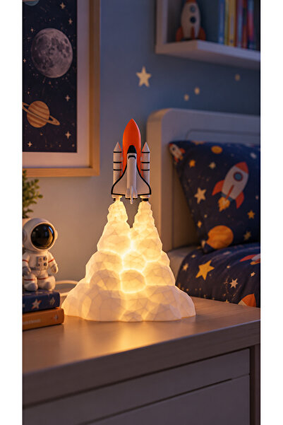 YUNA Roket Lamba Çocuk Odası Lambası – 23 cm USB LED Dekoratif Aydınlatma 3D ...