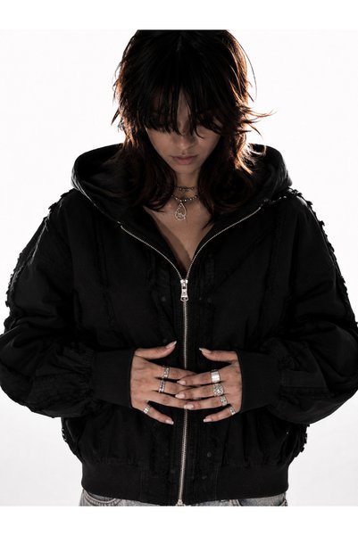 Bikhata NIGHT SHIFT - Distressed Zip Hoodie Jacket