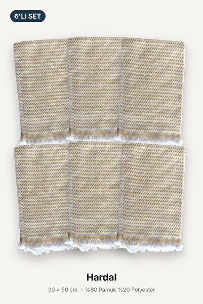 6'lı Mutfak Havlusu Kurulama Bezi Seti 30x50 cm Pamuklu Saçaklı Çok Amaçlı El ve Bulaşık Bezi