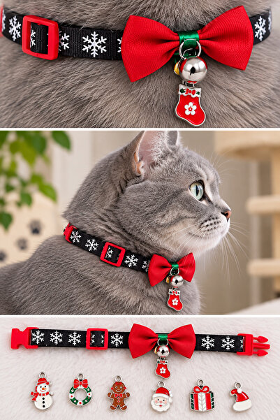 MIT New Year's Object Neck Cat Collar with Snow Pattern Figures, 1 Piece Is Sent.