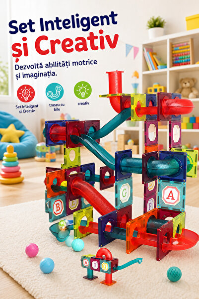 DeaL 3D Teno ®   Set magnetic creativ și inteligent, 125 de piese, multicolor
